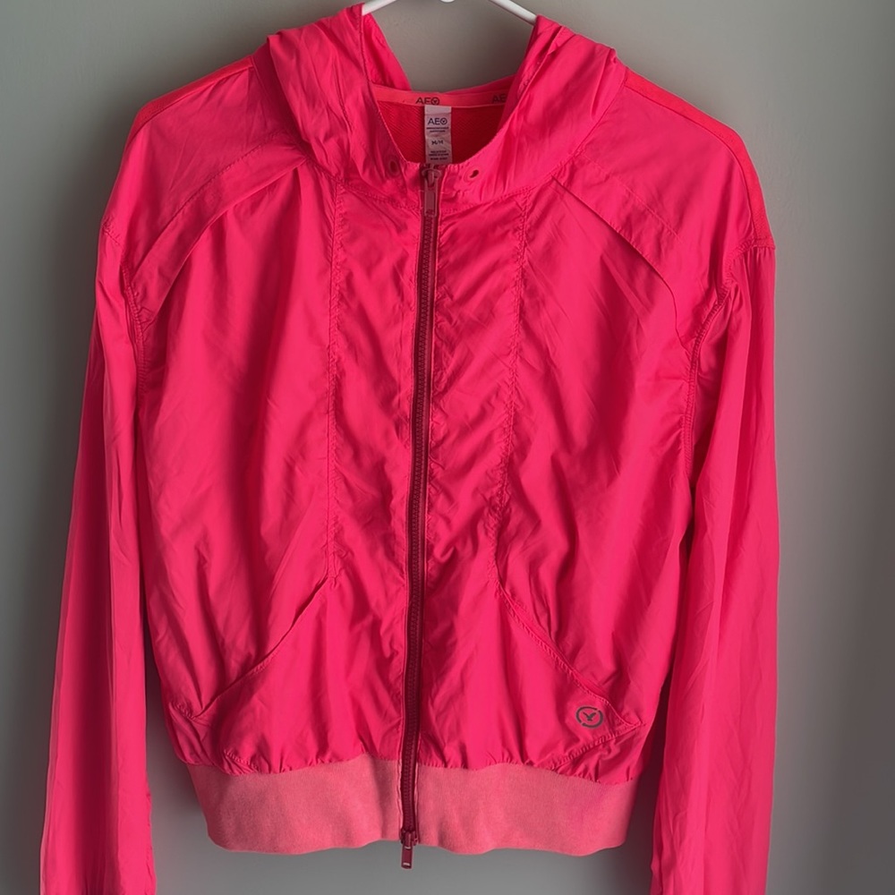 American Eagle Outfitters Florescent Pink Jacket hoodie- Medium